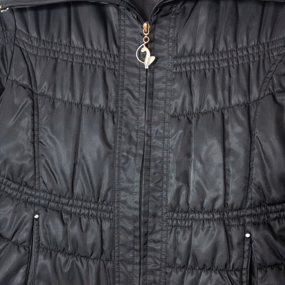 Baby Phat Quilted Puffer Jacket Black Women Size L Y2K Glam Streetwear - Picture 4 of 11